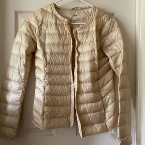 Cream fitted puffer jacket
